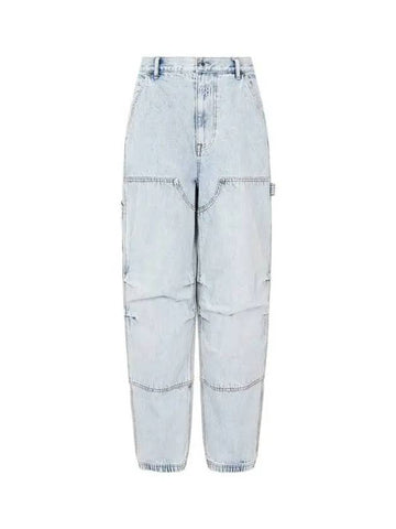 Embroidered Logo Parachute Denim Jogger Pants Light Blue - ALEXANDER WANG - BALAAN 1