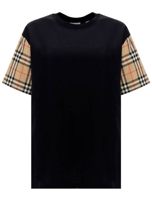 Vintage Check Sleeve Cotton Oversized T-shirt Black - BURBERRY - BALAAN 1