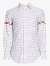 Men's Plaid Three Stripes Armband Oxford Long Sleeve Shirt Light Pink - THOM BROWNE - BALAAN 2