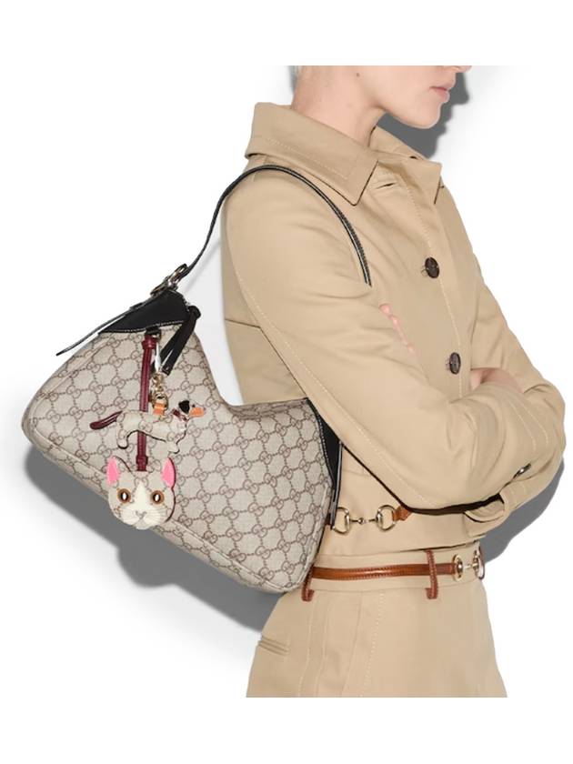 Beige dark brown fabric GG emblem medium shoulder bag 815216FAD6L9741 - GUCCI - BALAAN 5