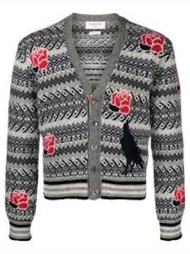 Thom Browne V neck cardigan in SHETLAND wool mohair MKC554AY1026998 B0031204513 - THOM BROWNE - BALAAN 2