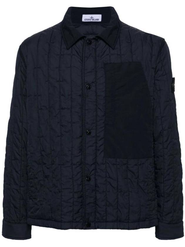 Men's Stella Wappen Patch Quilted Jacket Navy - STONE ISLAND - BALAAN 1