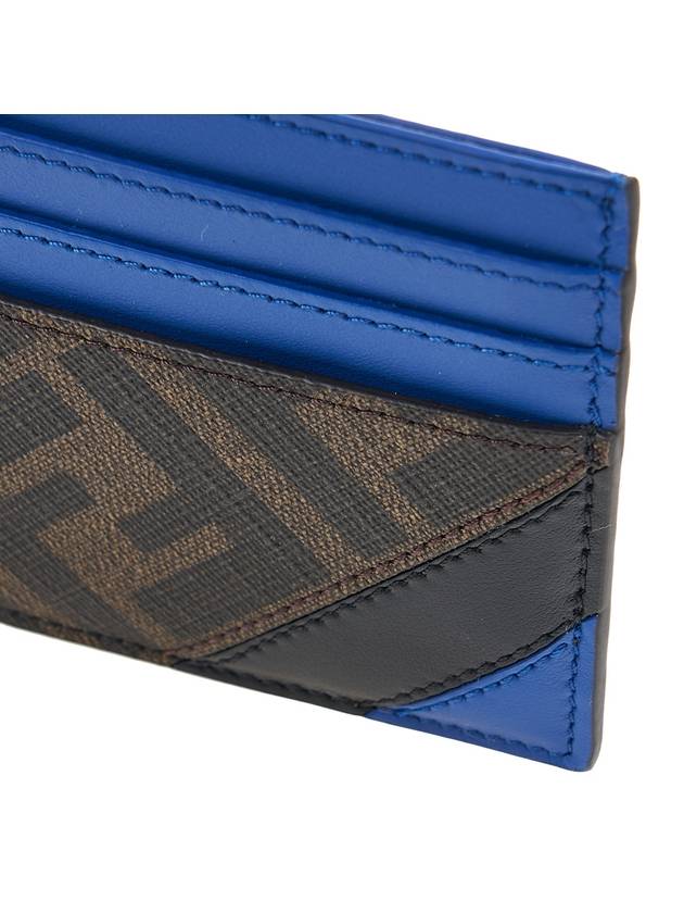 Diagonal FF Canvas Leather Card Wallet Blue - FENDI - BALAAN 7