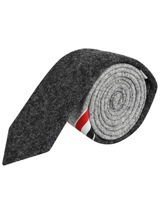 three-stripe two-tone striped wool tie gray - THOM BROWNE - BALAAN.