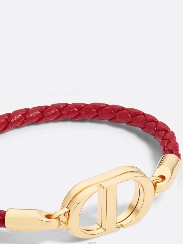 30 Montaigne Leather Bracelet Gold Finish Metal Garnet Red - DIOR - BALAAN 2