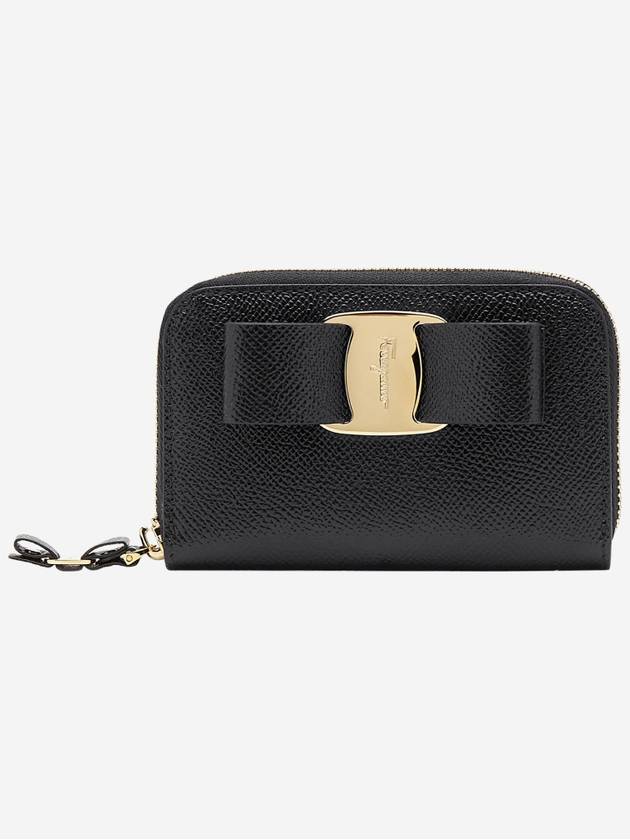 Vara Bow Zipper Card Wallet Black - SALVATORE FERRAGAMO - BALAAN 2