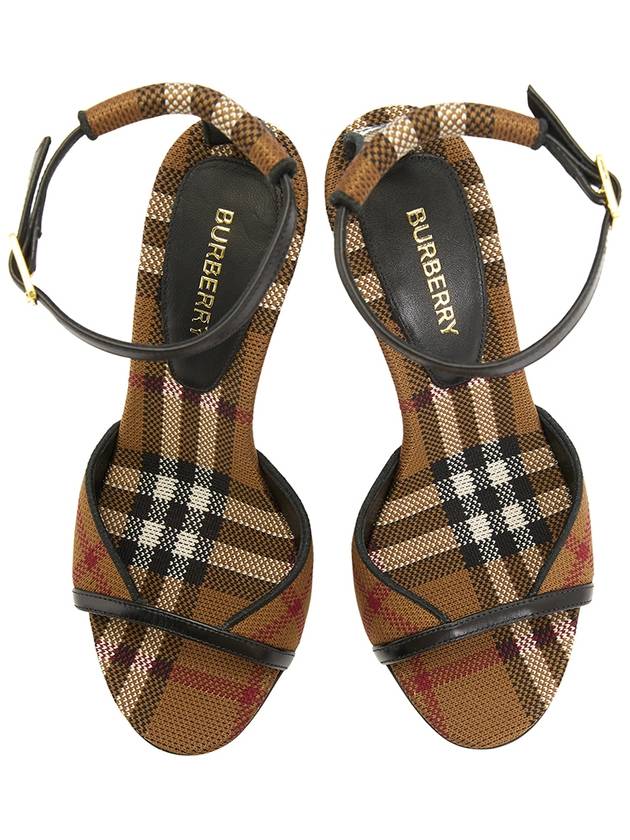 Checked Stiletto Sandal Heels Dark Birch Brown - BURBERRY - BALAAN 5