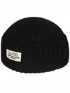 Rib Wool Label Beanie Black - GUCCI - BALAAN 2