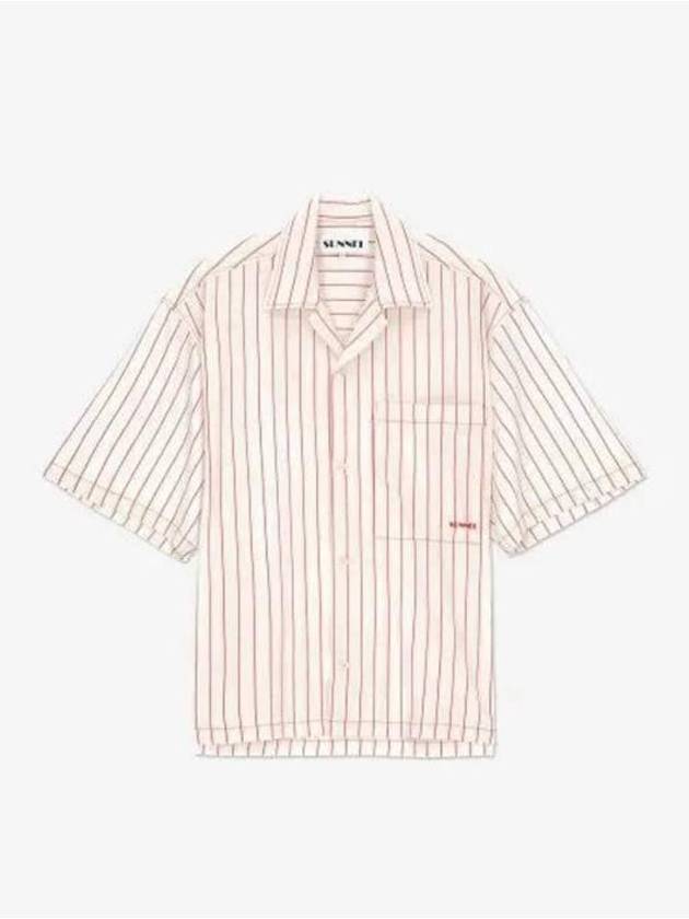 Stripe Short Sleeve Shirt Off White Red - SUNNEI - BALAAN 2