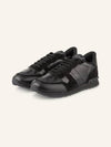 Rock Runner Lace-Up Low Top Sneakers Black - VALENTINO - BALAAN 2