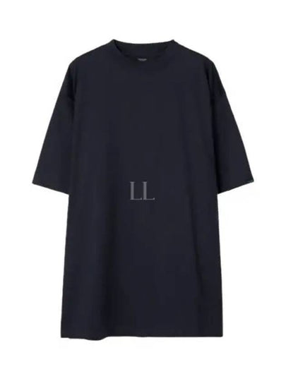 Cotton Crew Neck Short Sleeve T-Shirt Navy - BALENCIAGA - BALAAN 2