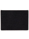 Pebble Grain Leather Stripe Single Card Wallet Black - THOM BROWNE - BALAAN 5