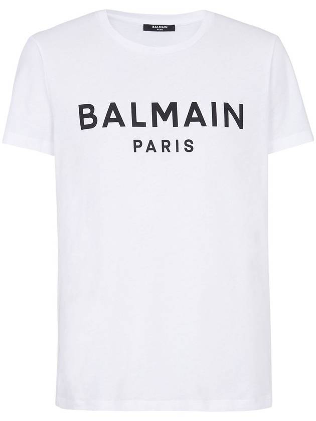 Logo Print Eco Responsible Cotton Short Sleeve T-Shirt White - BALMAIN - BALAAN 1