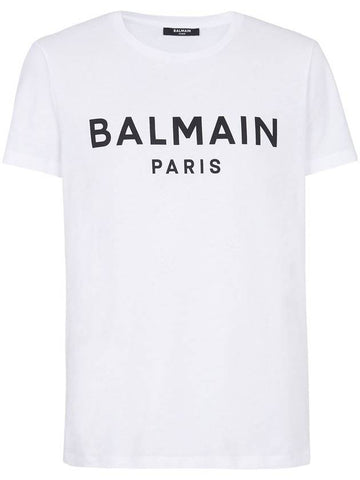 Logo Print Eco Responsible Cotton Short Sleeve T-Shirt White - BALMAIN - BALAAN 1