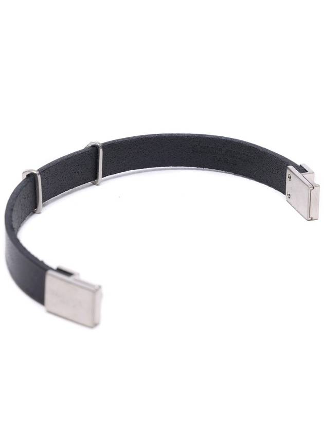 Opyum Silver Logo Leather Bracelet Black - SAINT LAURENT - BALAAN 6