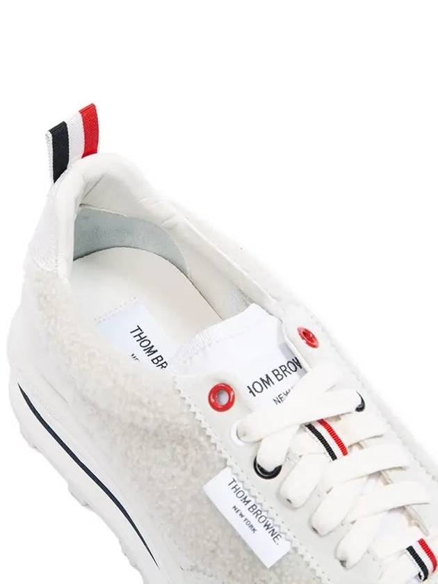 Tech Runner Shearling Suede Low Top Sneakers White - THOM BROWNE - BALAAN 4