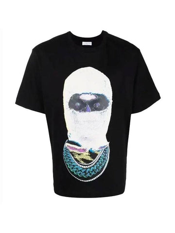 Men's Milk Mask Printing Short Sleeve T-Shirt Black - IH NOM UH NIT - BALAAN 1