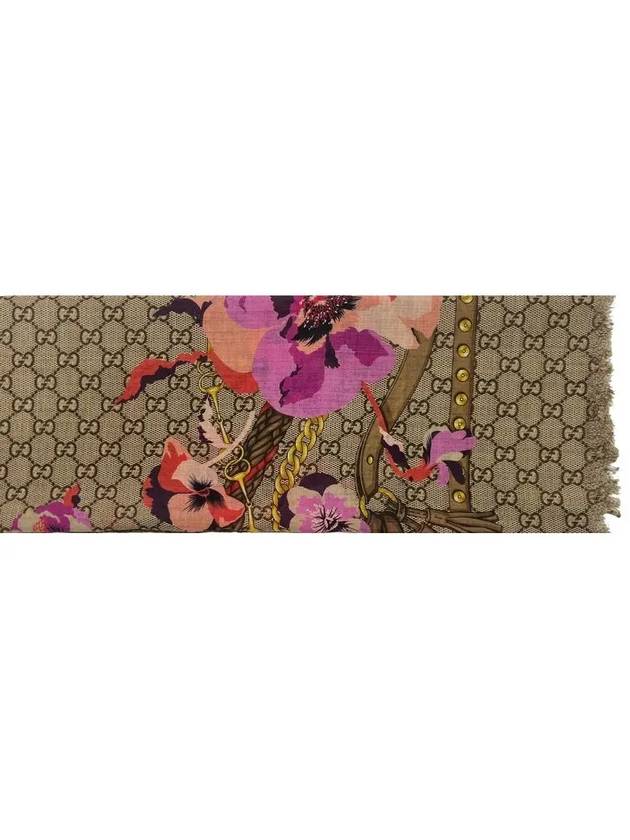 GG Flower Square Shawl Wool Muffler Pink - GUCCI - BALAAN 8