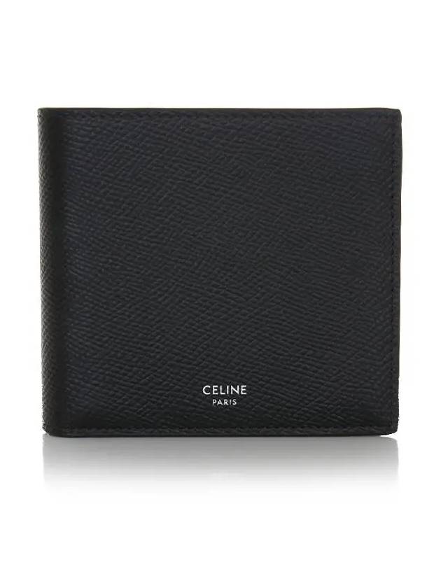 Celine Logo Leather Half Wallet Black - CELINE - BALAAN 3