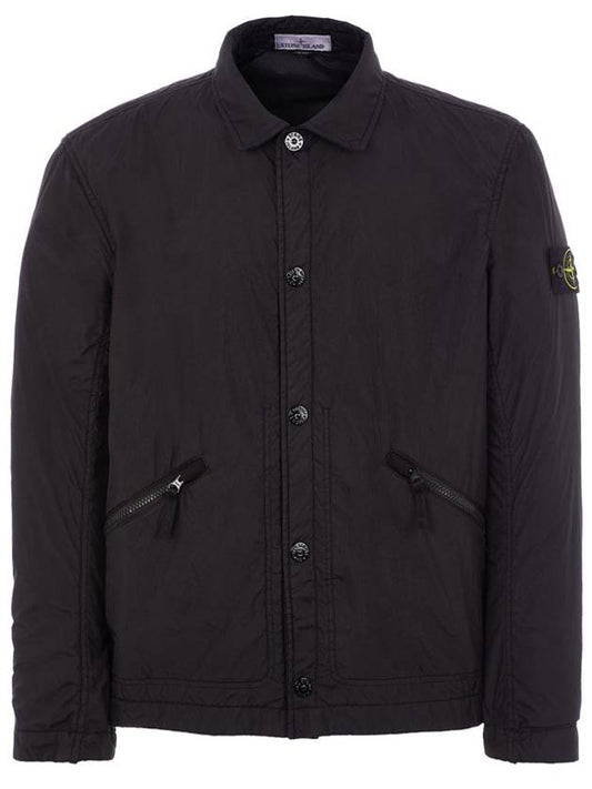 Men's Garment Dyed Crinkle Reps Nylon Shirt Jacket Black - STONE ISLAND - BALAAN 2