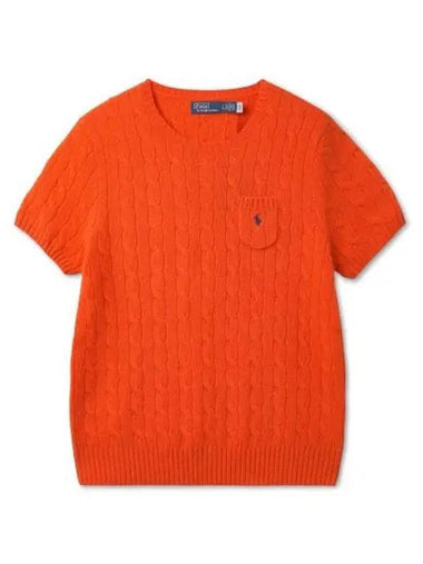 30 points paid W cable wool cashmere short sleeve sweater orange - POLO RALPH LAUREN - BALAAN 1