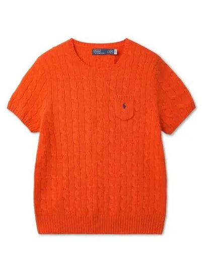 30 reward points W cable wool cashmere short sleeve sweater orange - POLO RALPH LAUREN - BALAAN 1