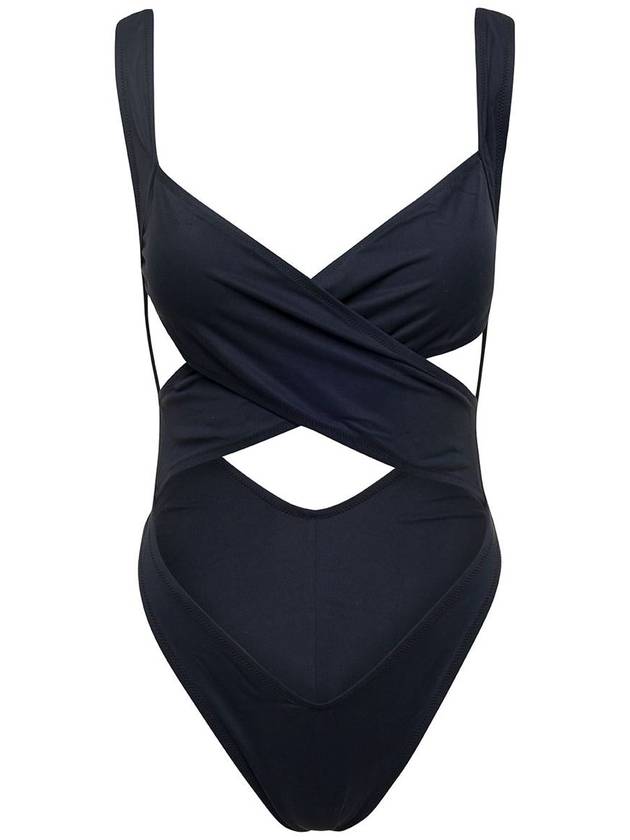 'Exotica' Black One-Piece Swimsuit With Cut-Out And Cross-Strap In Polyamide Stretch Woman - REINA OLGA - BALAAN 1