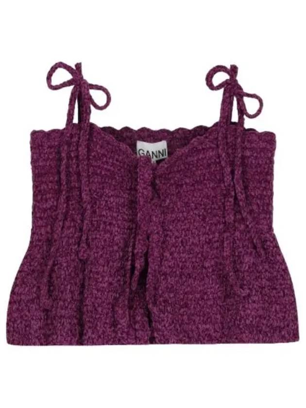 Velvet Crochet Bustier Purple - GANNI - BALAAN 1