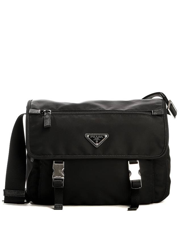 Triangular Logo Tessuto Messenger Bag Black - PRADA - BALAAN 2