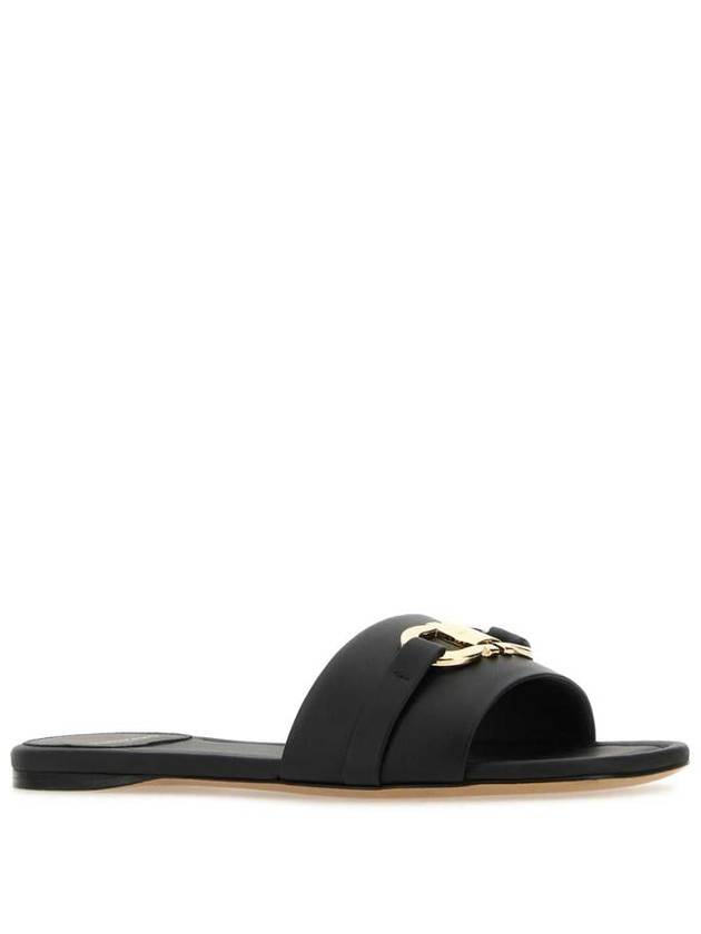 Gancini Ornament Flat Slide Black - SALVATORE FERRAGAMO - BALAAN 3