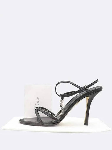 Black leather silver logo decoration women s sandals pumps shoes - DIOR - BALAAN 1