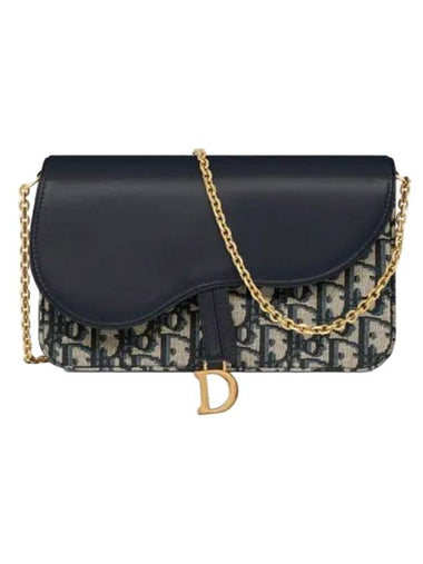 Oblique Saddle Chain Pouch Bag Blue - DIOR - BALAAN 1