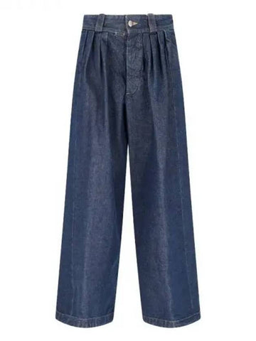 Maison Margiela Back Stitch Wide Pleated Denim Pants 270879 - MAISON MARGIELA - BALAAN 1