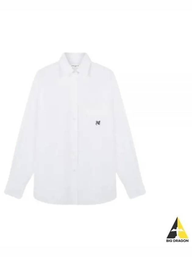 Chest Pocket Foxhead Patch Cotton Poplin Casual Shirt White - MAISON KITSUNE - BALAAN 2