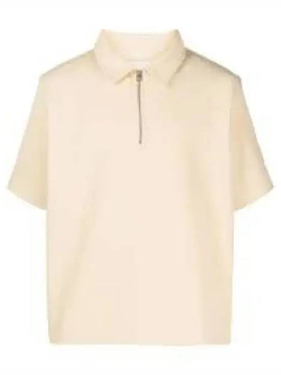 Straight Hem Zipper Short Sleeve Polo Shirt Ivory - JIL SANDER - BALAAN 2