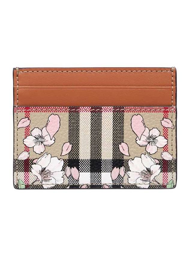 Floral Check Print Card Wallet Brown - BURBERRY - BALAAN 1