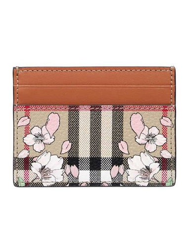 Floral Check Print Card Wallet Brown - BURBERRY - BALAAN 1