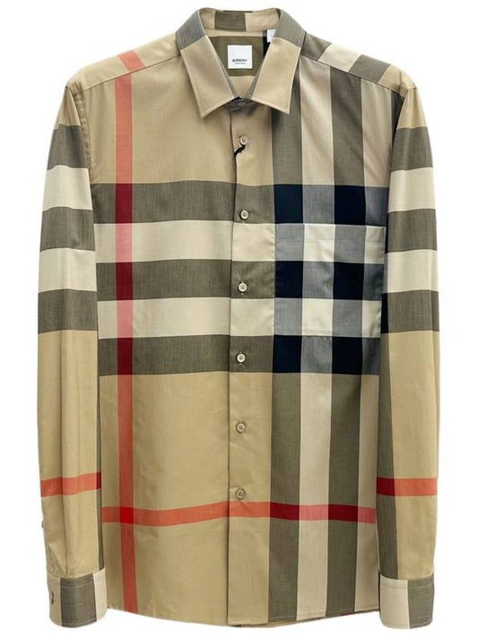 Check Cotton Long Sleeve Shirt Archive Beige - BURBERRY - BALAAN 2