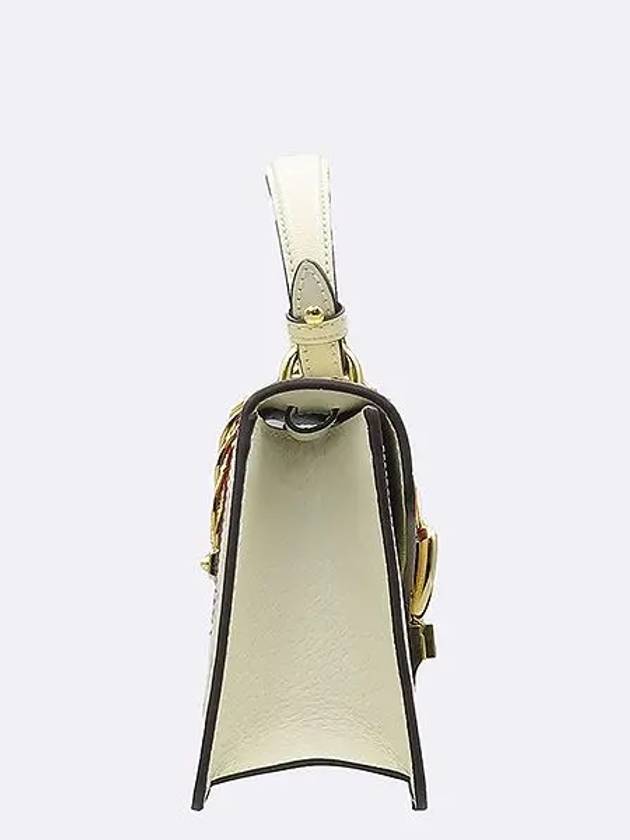 470270 White Leather Vista Mini Sylvie Top Handle Tote Bag Shoulder Strap Torchon 2WAY - GUCCI - BALAAN 3