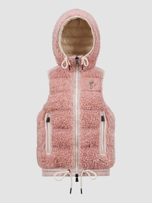 Grenoble Padded Teddy Zip-Up Vest Pink - MONCLER - BALAAN 3