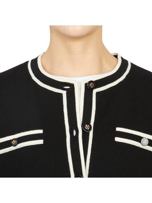 Kendra Button-Up Crew Neck Cardigan Black - TORY BURCH - BALAAN 9