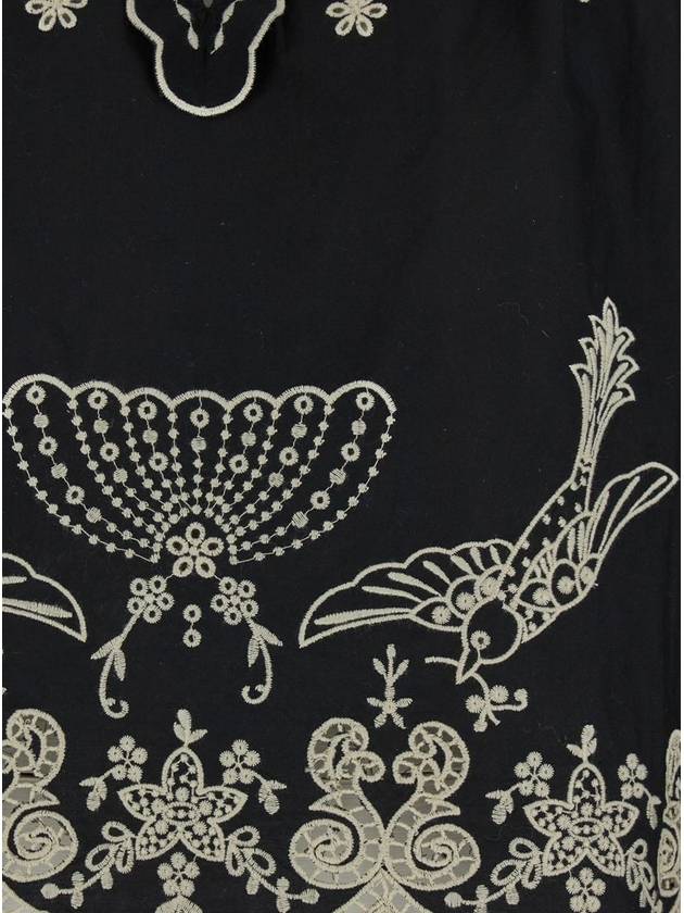 Black Blouse With V Neck And All-Over Kingsley Embroidery In Cotton Woman - SEA - BALAAN 3