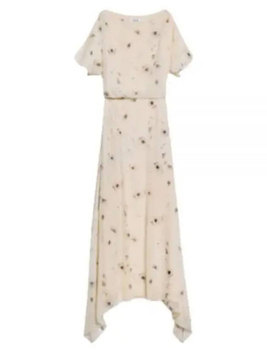 one piece DRESS WITH CAPE SLEEVES IN SILK GEORGETTE 2R77C653P 97IG silk cape sleeve dress - CELINE - BALAAN 2