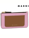 Saffiano Two-Tone Zipper Card Wallet Pink Brown - MARNI - BALAAN 3