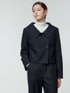 Colin Wool Lovely Sailor Big Collar Double Button Crop Jacket Midnight COLIN41MN - RAMUSTUDIO - BALAAN 2