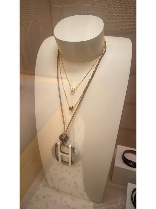 Mini Pop H Pendant Rose Gold & Blanc - HERMES - BALAAN 3