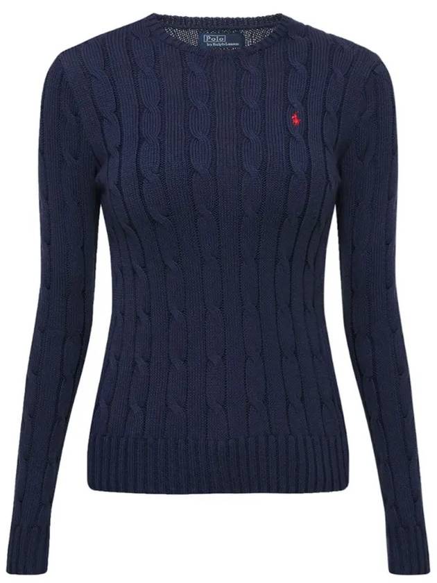 Embroidered Logo Pony Cable Knit Top Navy - POLO RALPH LAUREN - BALAAN 2