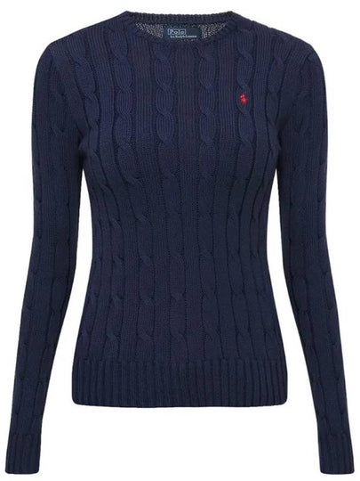 Embroidered Logo Pony Cable Knit Top Navy - POLO RALPH LAUREN - BALAAN 2