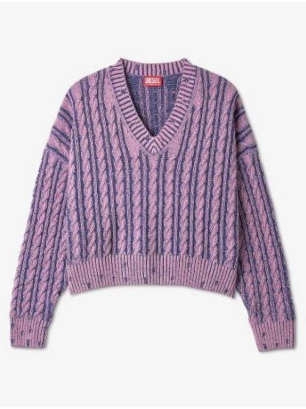 M-Oxia Two-Tone Cotton Chunky Knit Top Light Pink - DIESEL - BALAAN 2