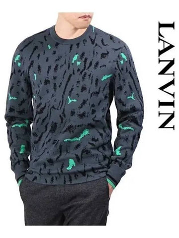 Fog jacquard crew neck knit 271638 - LANVIN - BALAAN 1